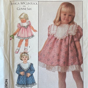 Simplicity 8991 Toddlers&#39; Dress Sewing Pattern, UNCUT, Size 1/2 - 1, Jessica McClintock for Gunne Sax, Gathered Yoke, Vintage Pattern