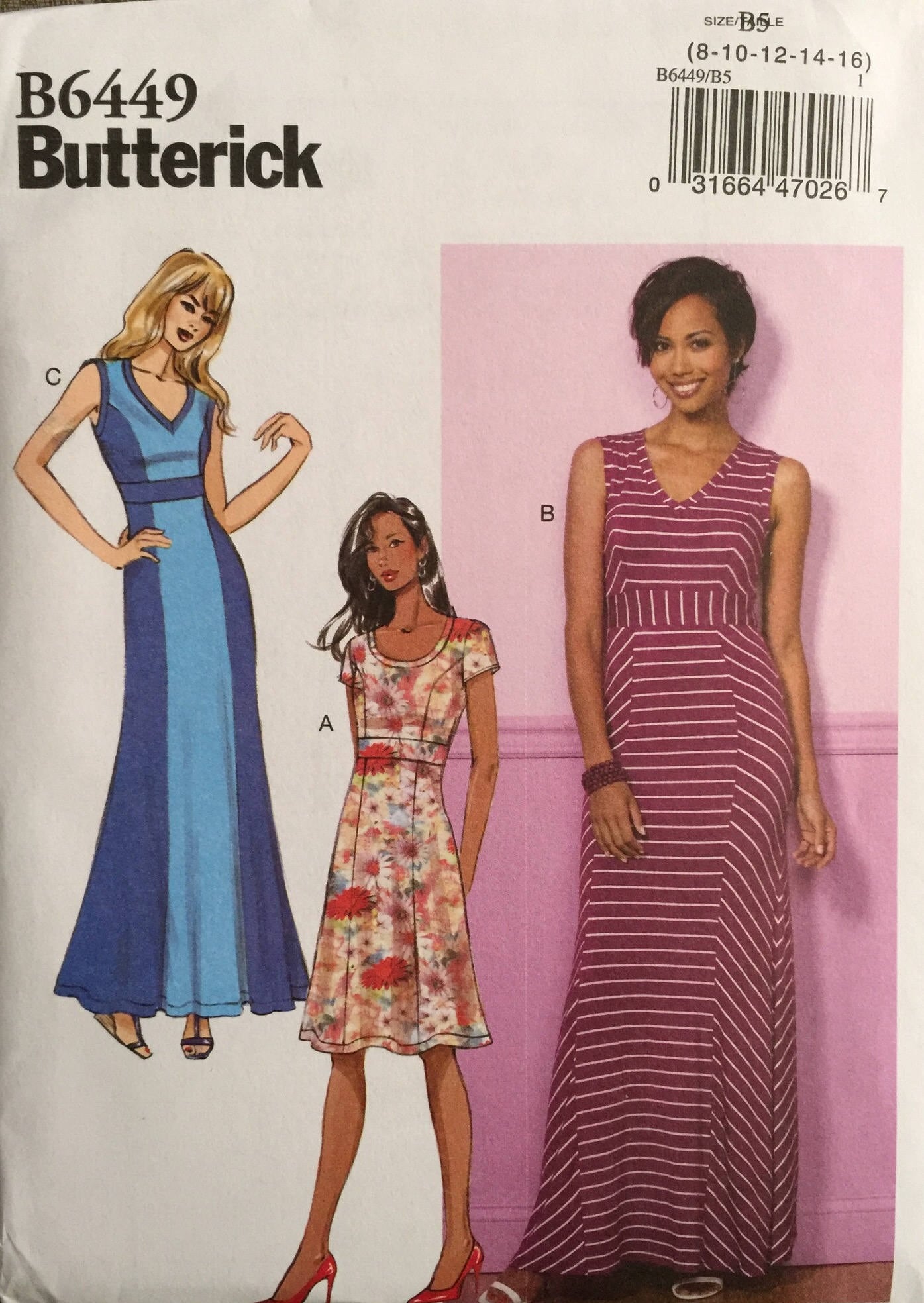 Butterick B6449, Size 8 10 12 14 16, Misses' Dress Pattern, UNCUT, Maxi Dress, Pullover Dress, Wedding Guest, Work Wear, Summer, 2017 Butterick B6449, Size 8 10 12 14 16, Misses' Dress Pattern, UNCUT, Maxi Dress, Pullover Dress, Wedding Guest, Work Wear, Summer, 2017