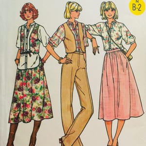 Butterick 6300, Size 8, Misses&#39; Vest, Blouse, Skirt and Pants Pattern, UNCUT, Loose-Fitting Blouse, Gathered Skirt,Retro Style, Casual