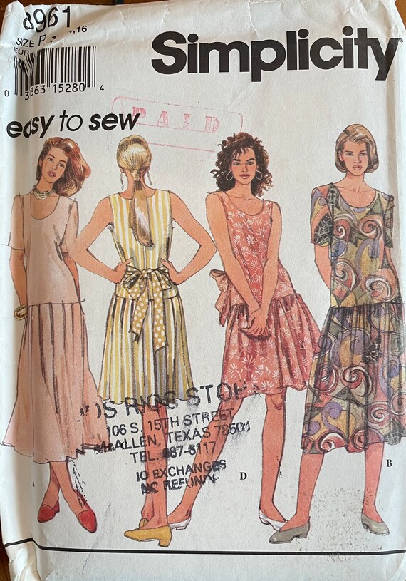 Simplicity Misses & Miss Petite 1960s Vintage Dress-4-6-8-10-12
