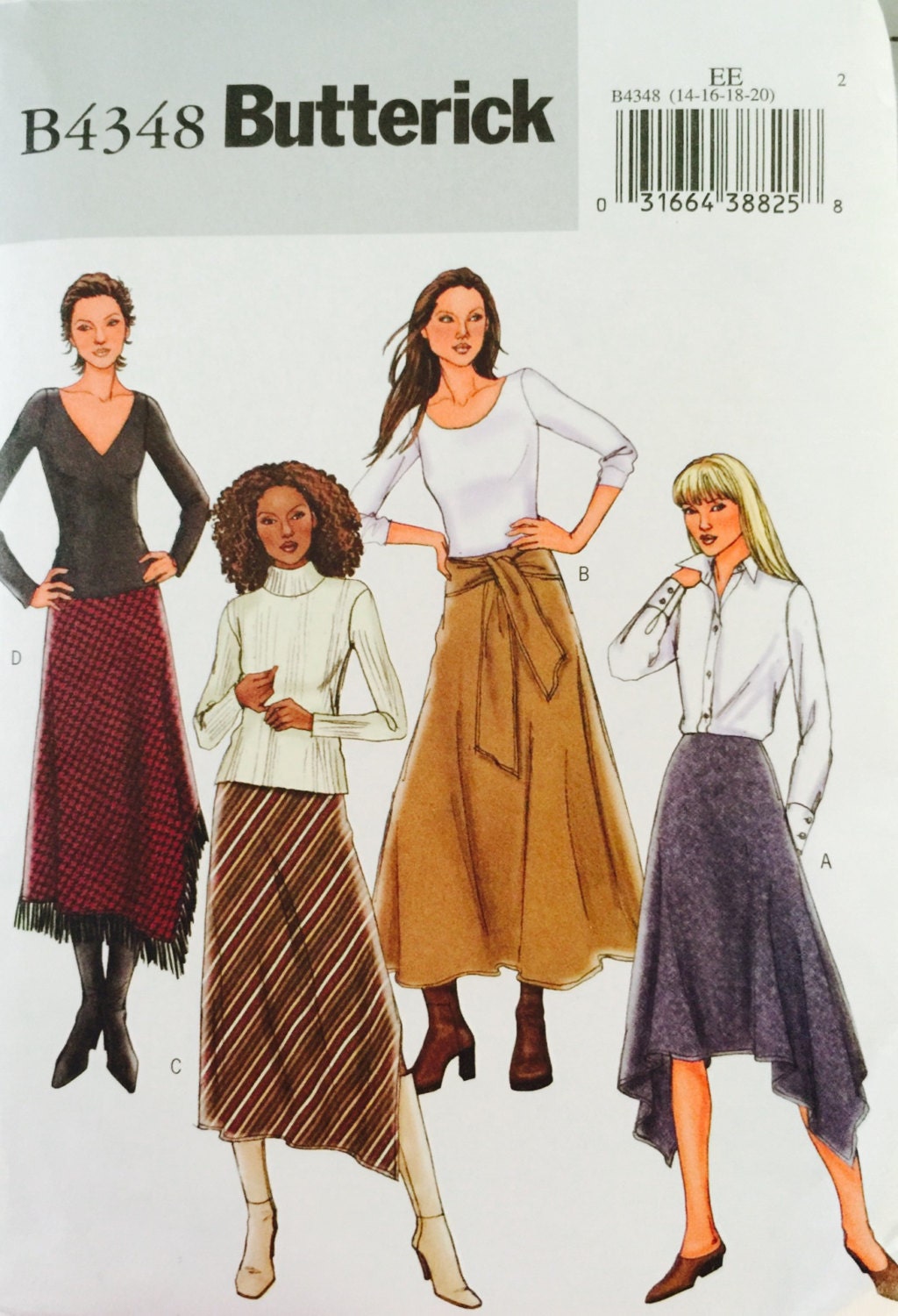 Butterick B4348 Size 14-16-18-20 Misses' Skirt Pattern - Etsy