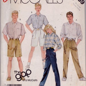 McCall&#39;s 3159 Misses&#39; or Men&#39;s/Teen Boys&#39; Unisex Shirt, Pants and Shorts Pattern, UNCUT, Size Ex Small, The Gap, Vintage, 1987, Throwback