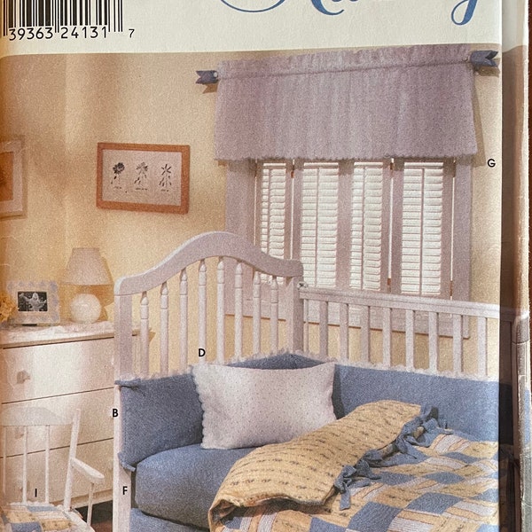 Simplicity 9315 Shabby Chic Nursery Sewing Pattern, UNCUT, Vintage Pattern, Home Decor, Babies Room, Valance, Seat Cushion, Dust Ruffle