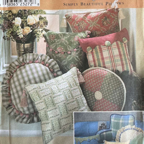 Simplicity Home 8859 Pillow Package Sewing Pattern, UNCUT, Scalloped Envelope, Ruffled Pillow, Fringed Envelope, Bed Rest Pillow Cover