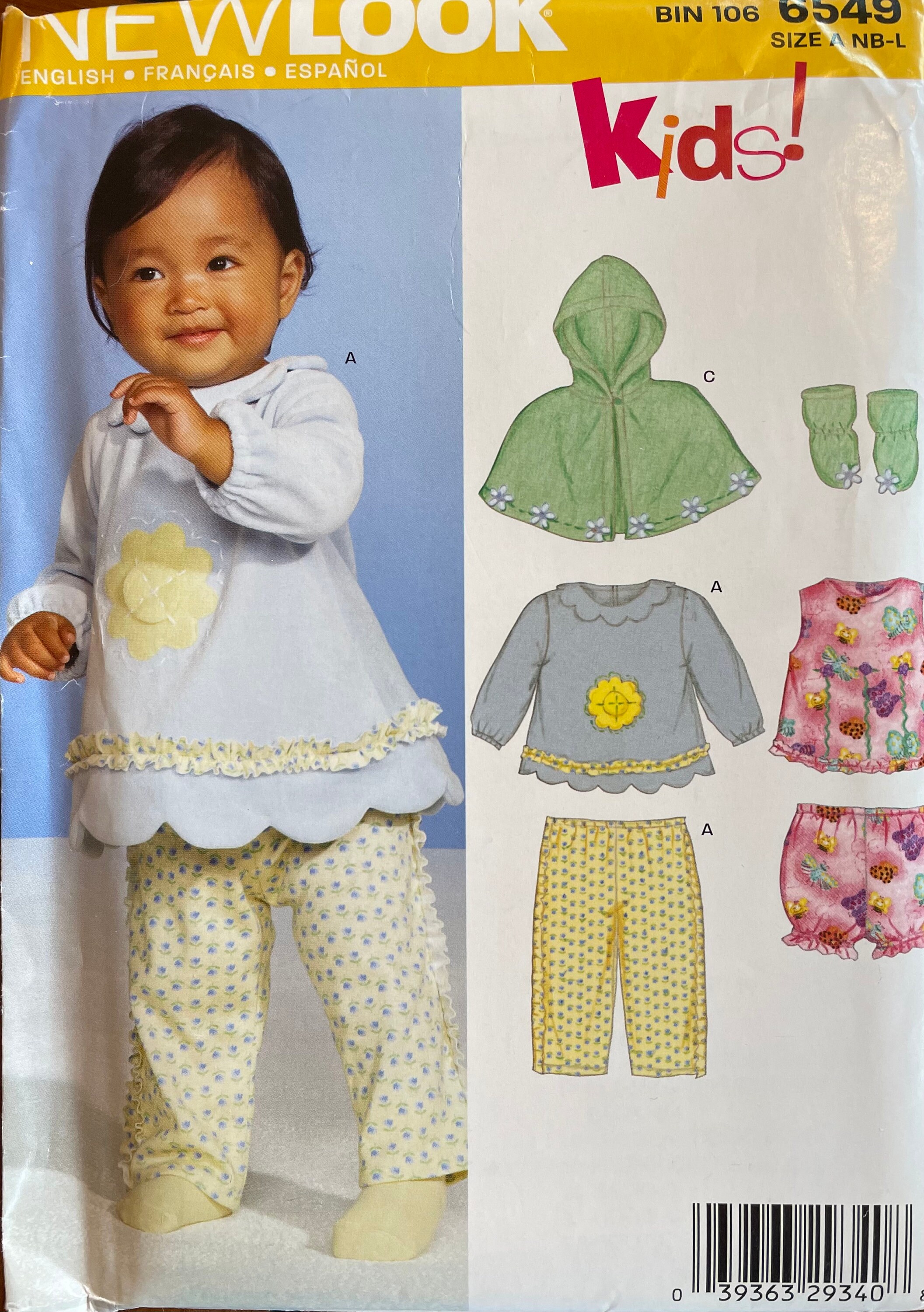 New Look 6549 Babies Pants, Top, Poncho, Cape, Bloomers