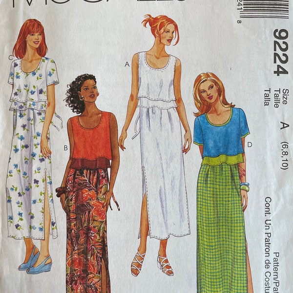 McCall's 9224 Misses' Dresses Sewing Pattern, UNCUT, Size 6-8-10, Loose Fitting Dress, Retro Style, Boho, Vintage Pattern