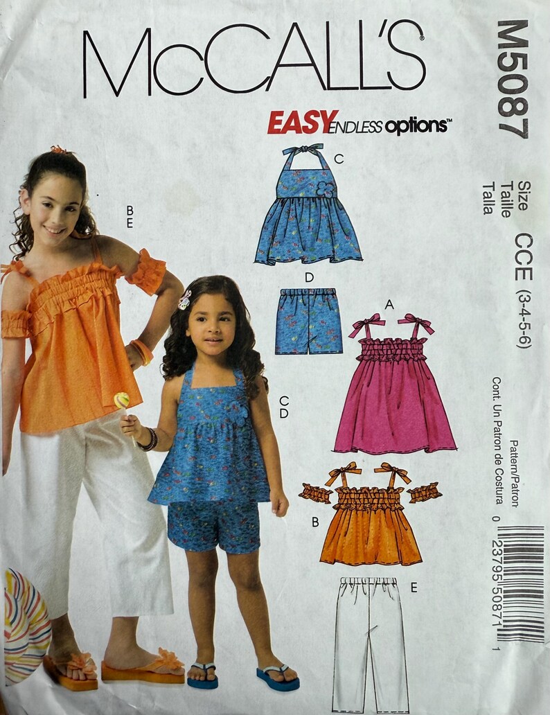 Maccall Example Mccall's M5087 Children's Dress, Tops, Armbands, Shorts and Capri Pants ...