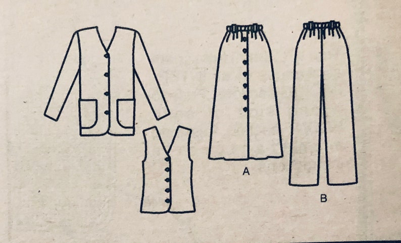 4584 UNCUT Vintage Butterick SEWING Pattern Skirt Pants Jacket Vest FF OOP NEW 