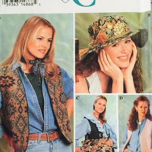 Simplicity Crafts 8765 Tapestry Gifts Pattern, UNCUT, Size X Small, Small, Medium, Large, X Large, Vest, Reversible Hat, Tote Bag, Rug
