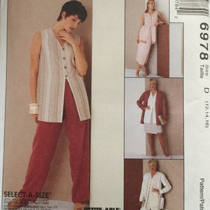May include: Sewing pattern for a sleeveless vest, a long-sleeved jacket, and a pair of pants. The pattern is from McCall's and is called "Sew News, The Fashion Collection".