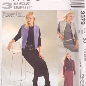 McCall&#39;s 3379 Woman&#39;s Day Collection, Misses&#39;/Miss Petite Dress and Lined Vest Pattern, UNCUT, Size 18-20-22-24, Plus Size