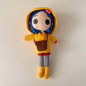 Yellow Raincoat Girl Doll, Crochet Doll
