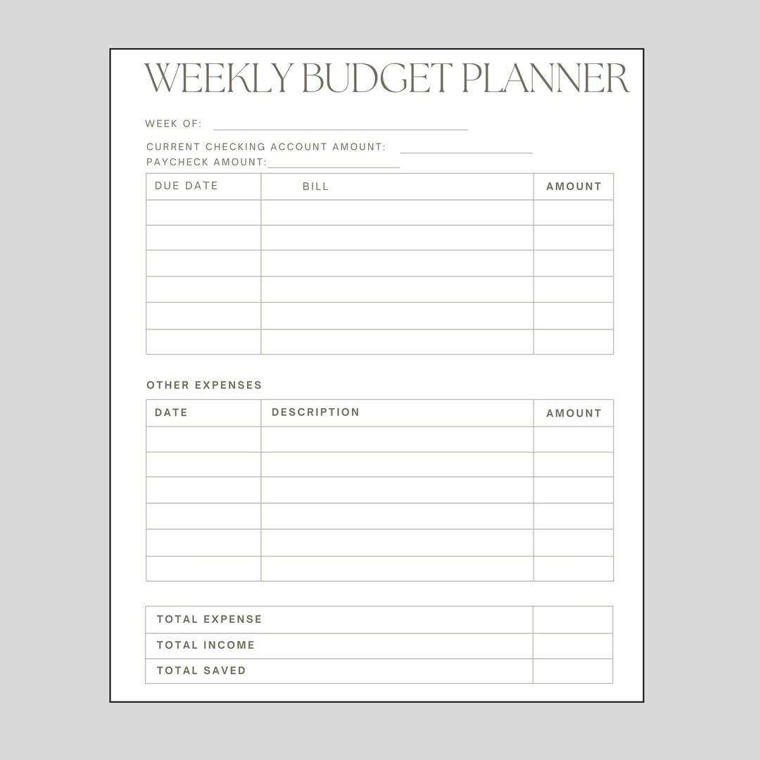 Weekly Budget Printable - Etsy