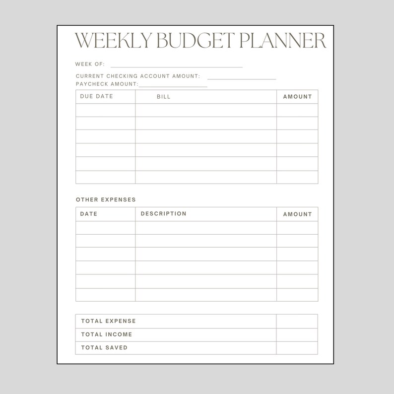Weekly Budget Printable - Etsy