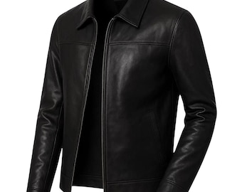 Handmade Black Lambskin Leather Biker Jacket | Men's Motorcycle Coat