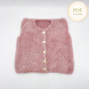 Patrón de tejido para chaleco infantil, chaleco fácil de tejer con botones gruesos para niños, chaleco de punto para principiantes (PDF)