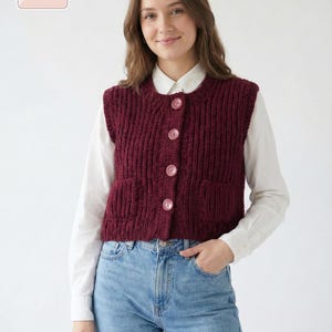 Fisherman's Rib Vest Knitting Pattern, Buttoned Sleeveless Cardigan Waistcoat for Women and Men, Knit Gilet PDF Pullunder Stricken