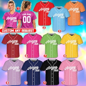 Personalized Arirang Inspired Colorful Baseball Jersey Shirt, Custom Name Number Concert Fan Gift Korean Music Tour Streetwear Button Up Top