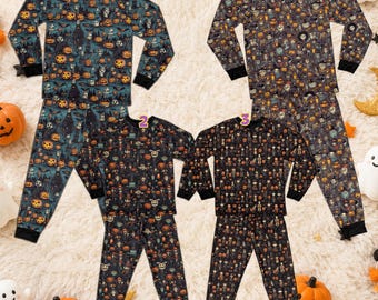 Halloween-pyjamasset, läskig pumpa-skelett-spöke-familjepyjamas, matchande Halloween-sovkläder för vuxna ungdomar barn bus-or-treat-festgåva