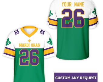 Personalized Name Mardi Gras Kids Adult Football Jersey, Custom Fat Tuesday Fleur De Lis Football Jersey Mardi Gras Festival Outfit For Fans