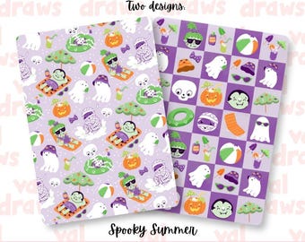 Printable Kindle Insert PNG and PDF | Summerween Spooky Summer | Two (2) Designs | Seven (7) Sizes | Commercial Use