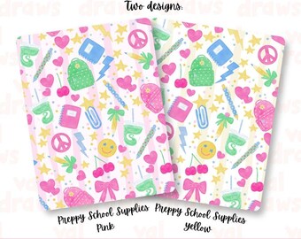 Preppy School Supplies and Matcha Printable Kindle E-reader Case Insert | Two (2) Designs | Seven (7) Sizes | Commercial Use