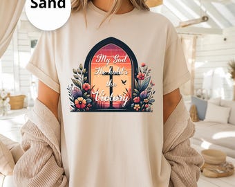 Camiseta cristiana "Él sostiene la victoria", ropa con versículos bíblicos de fe