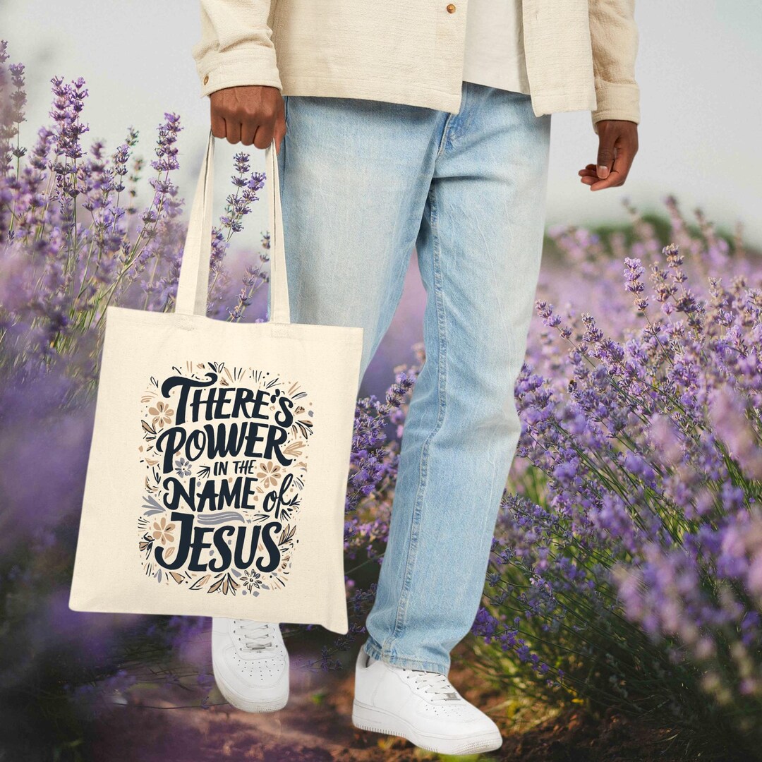 There is Power in the Name of Jesus Tote Bag, Christian Scripture ...