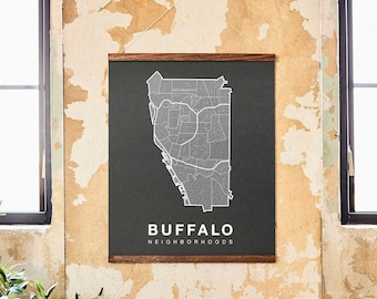 BUFFALO City Map Art, Home Office Wall Decor, New York City Poster, Minimalist City Art, Buffalo Wall Art Print, Housewarming Gift For Him