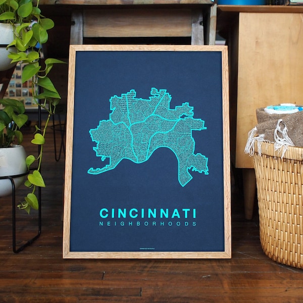 CINCINNATI City Map Art, Home Office Wall Decor, Ohio Poster, Minimalist City Art, Cincinnati Wall Art Print, Housewarming Gift For Him