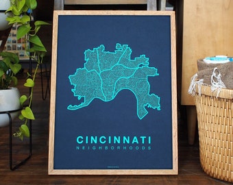 CINCINNATI City Map Art, Home Office Wall Decor, Ohio Poster, Minimalist City Art, Cincinnati Wall Art Print, Housewarming Gift For Him