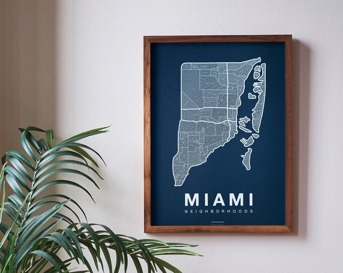 Miami Map Map of Miami Miami Print of Miami City Map City - Etsy