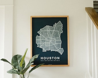 HOUSTON City Map Art, Home Office Wall Decor, Texas Poster, Minimalist City Art, Houston Wall Art Print, Housewarming Gift For Him