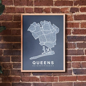 QUEENS City Map Art, Home Office Wall Decor, Minimalist City Art, New York Poster, Queens Wall Art Print, Housewarming Gift For Him