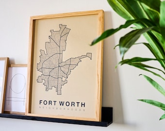 FORT WORTH City Map Art, Home Office Wall Decor, Texas Poster, Minimalist City Art, Fort Worth Wall Art Print, Housewarming Gift For Him