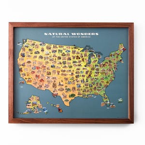 US Travel Bucket List Scratch Off Poster, 50 States Natural Wonders Map, Includes National Parks