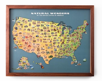 US Travel Bucket List Scratch Off Poster, 50 States Natural Wonders Map, Includes National Parks