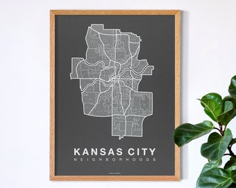 KANSAS CITY Map Art, Home Office Wall Decor, Missouri Poster, Minimalist City Art, Kansas City Wall Art Print, Housewarming Gift For Him