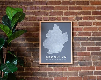 BROOKLYN City Map Art, Home Office Wall Decor, New York City Poster, Minimalist City Art, Boston Wall Art Print, Housewarming Gift For Him