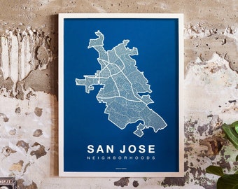 SAN JOSE City Map Art, Home Office Wall Decor, Minimalist City Art, California Poster Print, San Jose Art Print, Housewarming Gift For Him