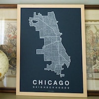 Chicago Neighborhood Map Art Print, Signed Print of My Original Hand ...