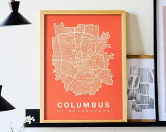 COLUMBUS City Map Art, Home Office Wall Decor, Ohio Poster, Minimalist City Art, Columbus Wall Art Print, Housewarming Gift For Him