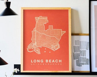 LONG BEACH City Map Art, Home Office Wall Decor, California Poster, Minimalist City Art, Long Beach Wall Art, Housewarming Gift For Him