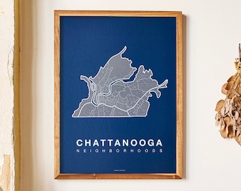 CHATTANOOGA City Map Art, Home Office Wall Decor, Tennessee Poster, Minimalist City Art, Charlotte Wall Art Print, Housewarming Gift For Him