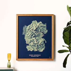 Karta över Rocky Mountain nationalpark, topografisk karta över USA, nationalparksaffisch, väggdekoration för berg, modern 3D-väggkonst, 18x24, 16x20, 11x14