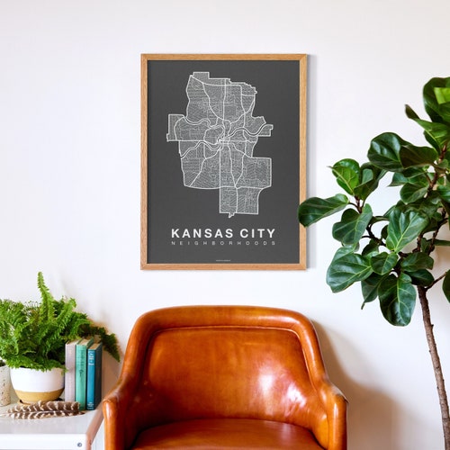 Art de la carte de KANSAS CITY, décoration murale bureau à domicile, affiche du Missouri, art de la ville minimaliste, impression d'art mural Kansas City, cadeau de pendaison de crémaillère pour lui