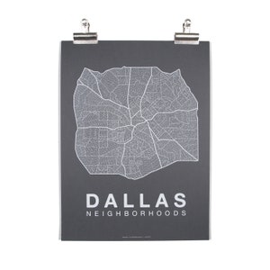 DALLAS City Map Art, Home Office Wall Decor, Dallas Texas Poster, Minimalist City Art, Dallas Wall Art Print, Housewarming Gift For Him White on Charcoal