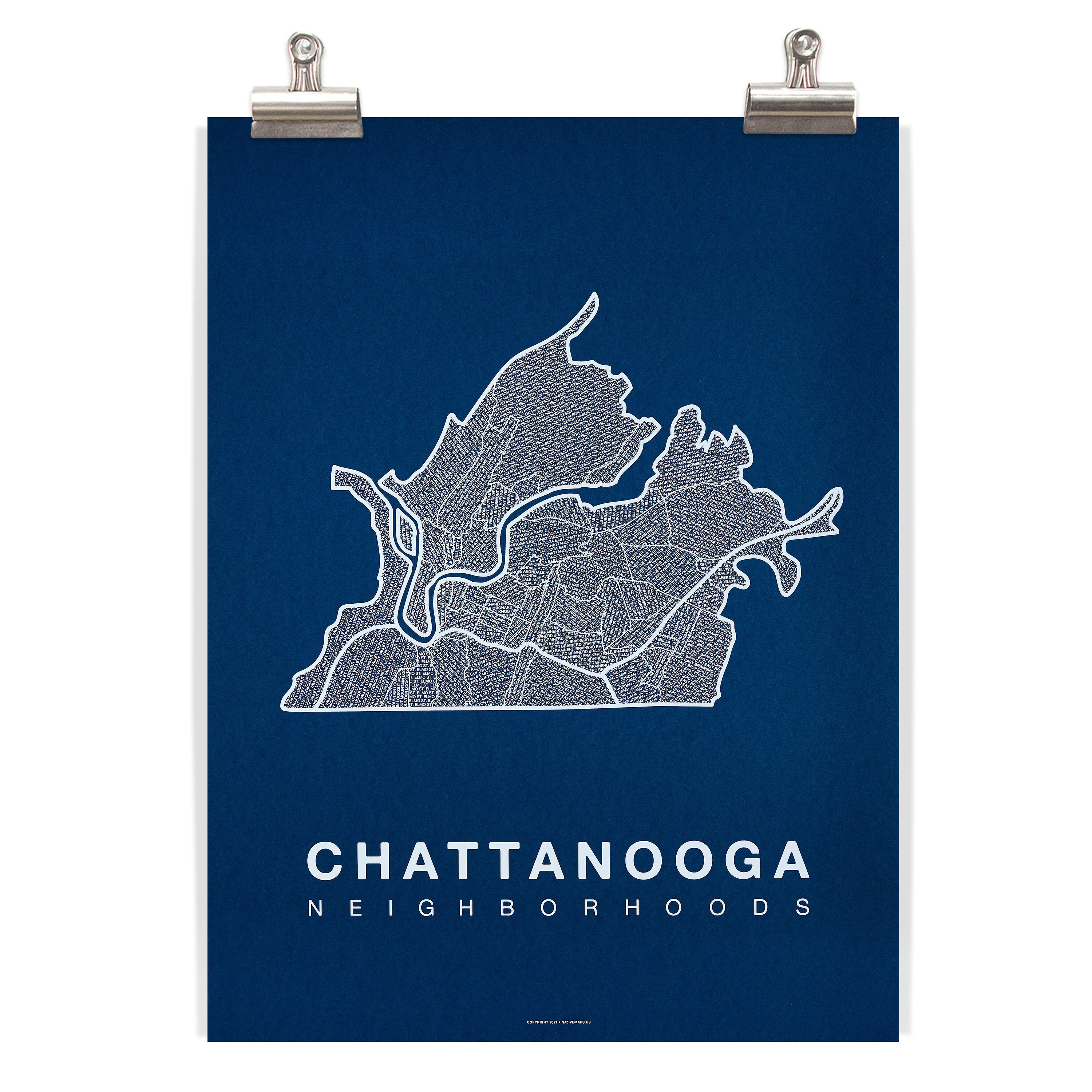 CHATTANOOGA Minimalist Wall Art Chattanooga Neighborhood Map Etsy