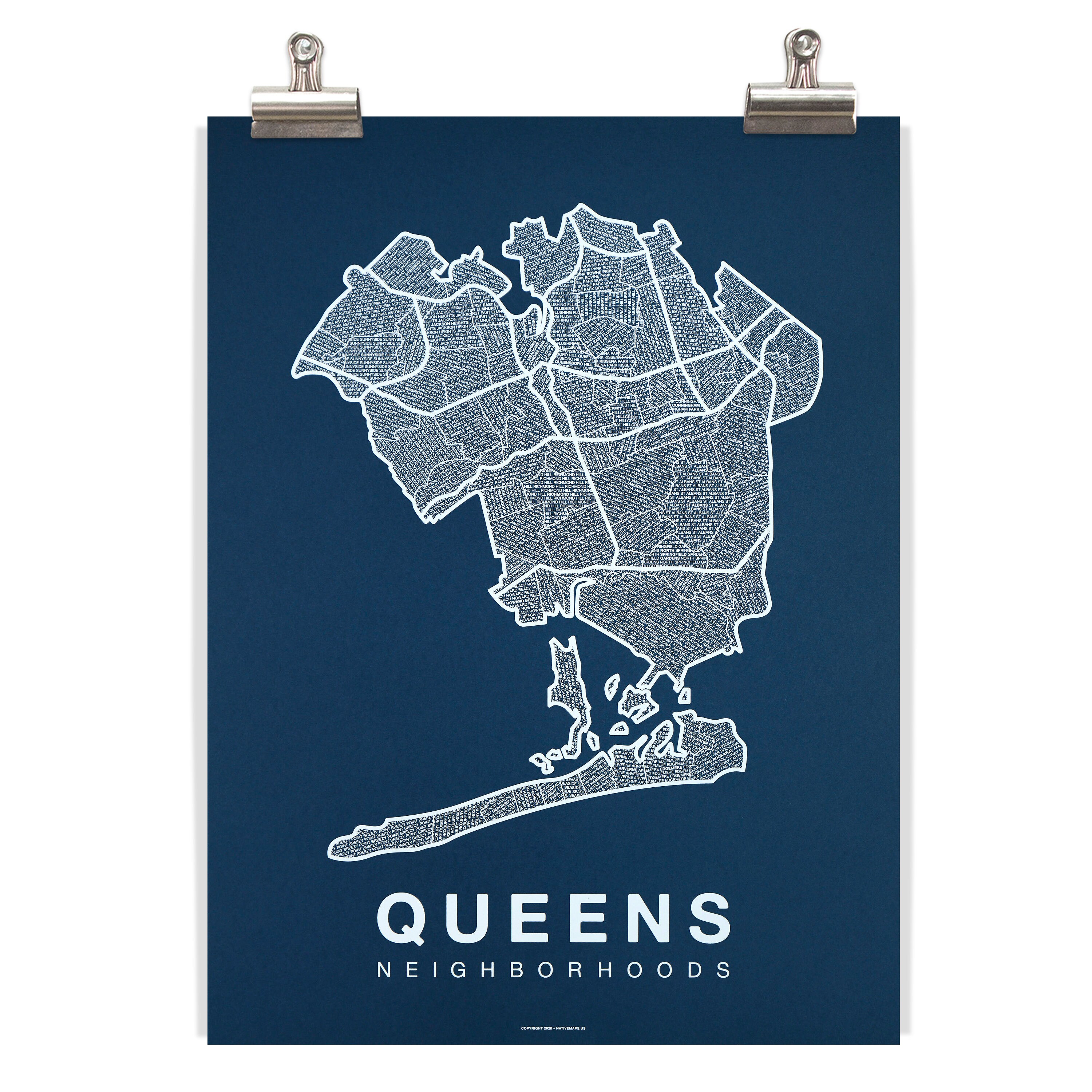 Minimal City Maps Queens Neighborhood Map Handmade Queens - Etsy