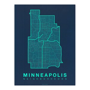 MINNEAPOLIS City Map Art, Home Office Wall Decor, Minimalist City Art, Minnesota Poster, Minneapolis Wall Art, Housewarming Gift For Him Teal on Navy